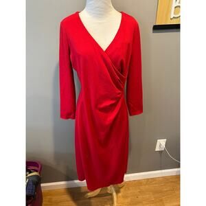 size 8 Lands End red long sleeve dress